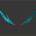 Colorful Butterfly Wing Sculpture With Turquoise Pink Red Blue Intricate Patterns And Shiny Surface
