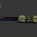 Futuristic Mechanical Weapon Design With Yellow Stripes Circular Dials And Long Blade