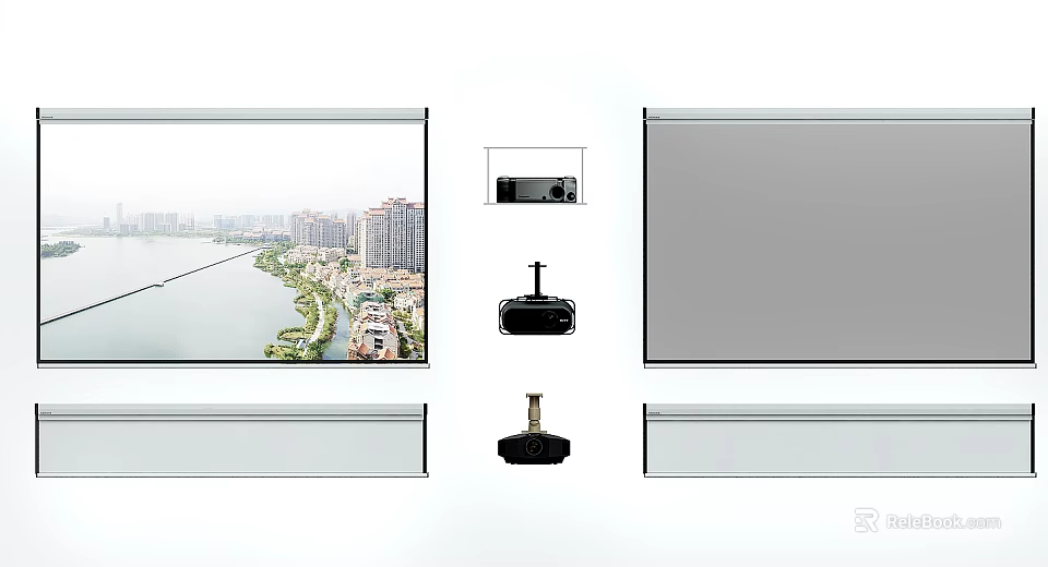Projection Monitoring System With High Definition Screen And Surveillance Equipment Setup 3d model 