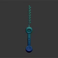 Blue And Green Computer Headset With Coiled Cord On Dark Surface Design