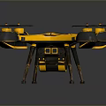 Modern Yellow Quadcopter Drone With Black Patterns And Landing Gear Design