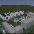 Modern Industrial Plant with Solar Panels on Roof Green Surroundings and Equipment