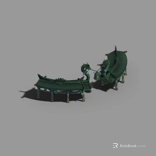 Traditional Chinese Pergola Featuring Dragon Ornaments And Elegant Tile Roof Design 3d model 