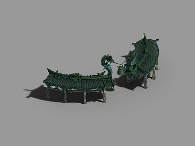Traditional Chinese Pergola Featuring Dragon Ornaments And Elegant Tile Roof Design 3d model