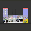 Colorful Shopping Mall Retail Store Layout With Glass Display Windows And Walkway Aisles