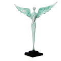 Artistic Human Figure Sculpture With Light Green Wings And Black Base