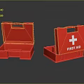 Two Red First Aid Kits One Open and One Closed With White Cross