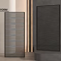 Modern Black Room Divider With Vertical Slats For Home Office Interior Design