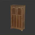 Traditional Wooden Two Door Wardrobe With Carved Top And Standing Legs