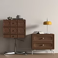 Modern Middle Aged Bedside Table Square Bedside Table Adult Bedside Table Wood Table Lamp 3d model