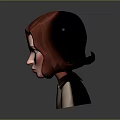 Red Haired Female Character Bust With Wavy Hair Light Colored Top And Gray Background