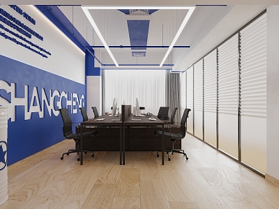 modern public office area color contrast office space 3d model