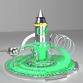 Modern Green And Silver Tech Device Featuring Coiled Structure Innovation Through Technology 3d model