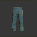 Turquoise Casual Pants With Decorative Red Patterns And White Side Stripes For Everyday Wear