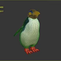 Adorable Standing Penguin with Black White Plumage Blue Wings Orange Beak and Yellow Feet