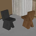 Modern Wooden Dining Chairs With Cross Leg Design In Dark And Light Tones
