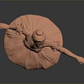 Copper Ballet Dancer Statue in Tutu with One Leg Poised and Arms Extended