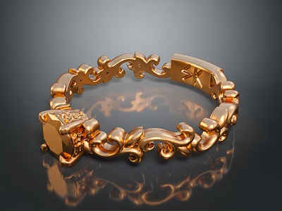 Elegant Golden Ring With Intricate Decorative Patterns And Gemstone Detail For Fashion Accessories 3d model