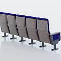 Five Blue Modern Public Chairs With Cup Holders And Upholstered Seats Design