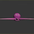 Pink Octopus Toy With Smiling Face On Dark Surface With Reflection
