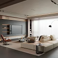 Modern Minimalist Living Room With Large Modular Sofa And Warm Ambient Lighting Design Ideas