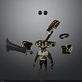 3D Fantasy Character Model Featuring Sword Bracelets Belt And Rings Gear