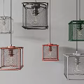 Unique Shaped Pendant Lights With Square Metal Frames And Various Colors In Modern Design