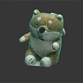 Comfy Brown Chair With Plush Shiba Inu Toy Decoration For Living Room