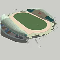 Modern Sports Stadium Featuring Green Football Field Seating And White Canopy Roof For Fitness