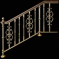 Ornate Metal Railing With Intricate Carvings And Elegant Wooden Handrail Design