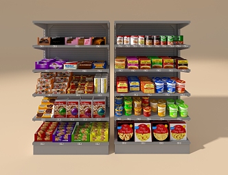 Supermarket shelf snack display case 3d model