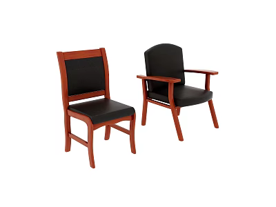 Wooden Frame Leisure Chairs With Black Cushion Seat And Backrest Design 3d model