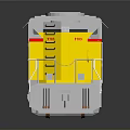 Detailed Model Train 7103 In Gray Yellow With American Flag And Reflection