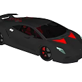 Sleek Black Sports Car With Red Accents Green Headlights And Aerodynamic Design