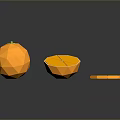 Low Poly Oranges Whole Half And Sliced Pieces With Vibrant Orange Color On Dark Background