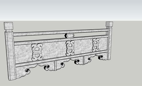 railing stone railing 3d model