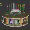 Sci Fi Futuristic Circular Platform With Tall Metallic Pillars And Mystic Symbols