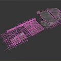 3D Scene Components With Stone Slabs Metal Pipes And Grid Structures