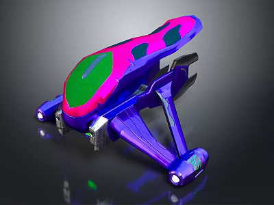 Futuristic Colorful Cosmic Aerospace Spaceship Design with 3D Model and Vibrant Structural Elements 3d model