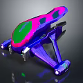Futuristic Colorful Cosmic Aerospace Spaceship Design with 3D Model and Vibrant Structural Elements