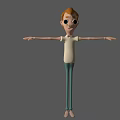 Cartoon Character 3D Sculpture Featuring Red Hair Glasses White T-shirt Blue Pants and Outstretched Arms