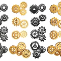 Black and Golden Decorative Gears Collection With Assorted Sizes and Designs
