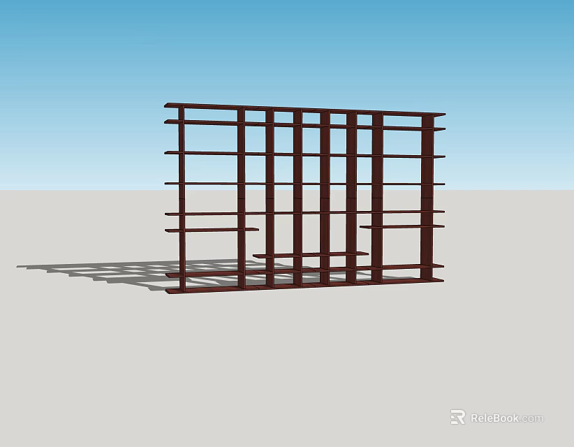 Open Wooden Bookshelf Interior Design with Multiple Shelves and Simple Structure 3d model 