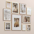 Bridal Photo Wall With Framed Wedding Dress Photos Golden Decor Arched Ceiling And Typography Art