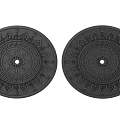 Two Black Circular Ornate Carvings Featuring Intricate Geometric Patterns 3d model