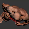Muscular Man Posing to Showcase Well Developed Muscles in Red Shorts