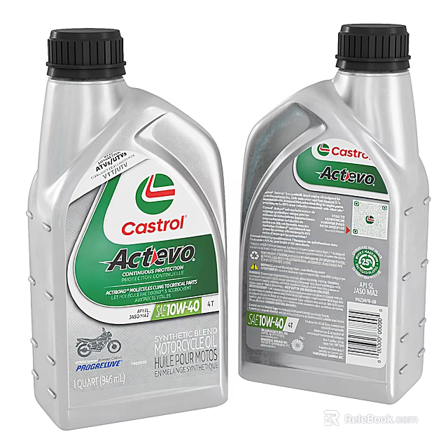 Castrol Activa 4T 10W40 Motorcycle Oil in Silver Bottle Packaging 3d model 