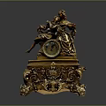Ornate Classical Gold Clock With Intricate Carved Base And Female Sculptural Design