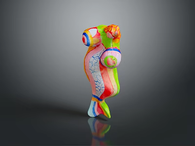 Colorful Abstract Decorative Furniture With Multicolored Patterns And Modern Design 3d model