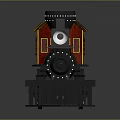 Detailed Black Steam Train Model Featuring Red Car Brown Roof Front Light And Wheels